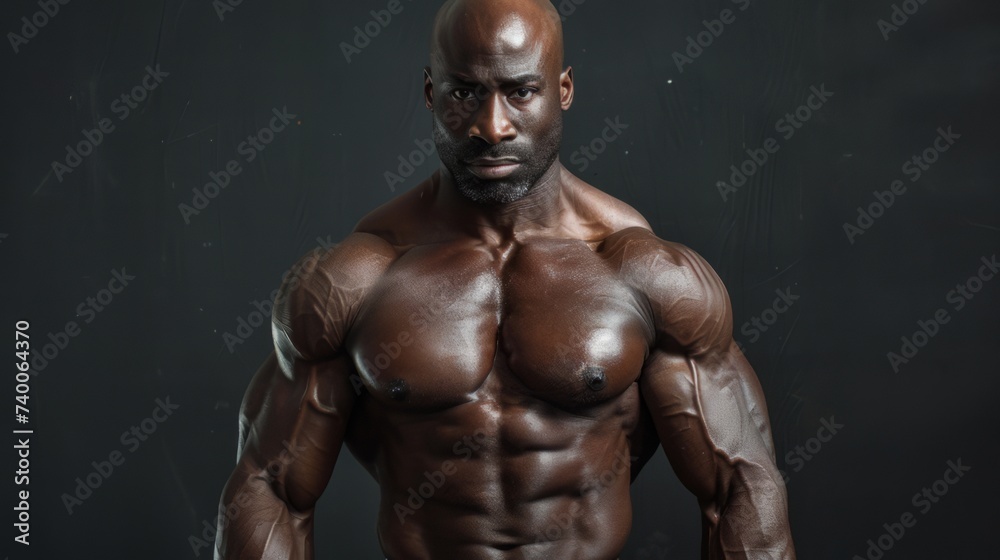 Portrait of a very buff man showing off his muscular physique Portrait of a very buff man showing off his muscular physique