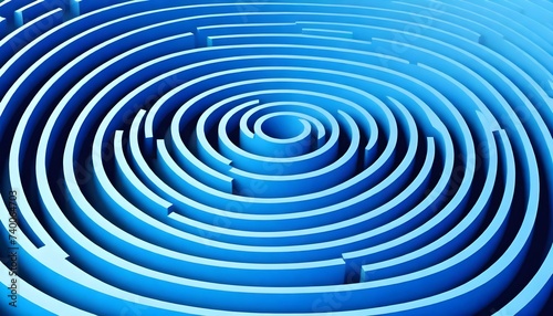 Concentric blue circles creating a 3D maze-like pattern on a gradient blue background