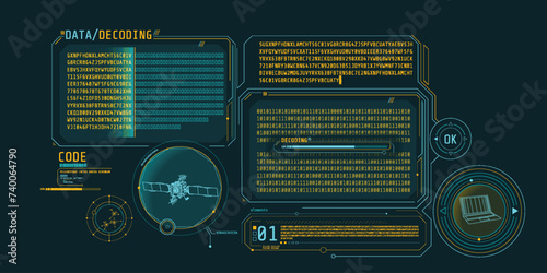 Futuristic interface of satellite data decoding program.