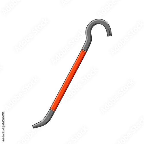 Crowbar Isolated Vector Versatile Hand Tool With A Flat, Metal Shaft And A Curved, Forked End, Used For Prying, Lifting