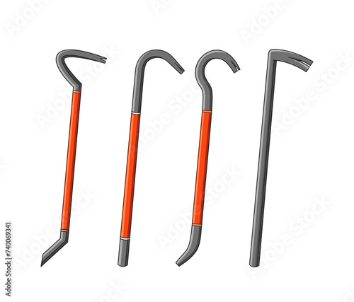 Crowbars or Nail Pullers, Isolated Vector Hand Tools Made Of Steel, Designed For Prying, Lifting, Moving Heavy Objects