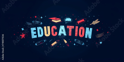 "EDUCATION" written on colorful letters on dark background