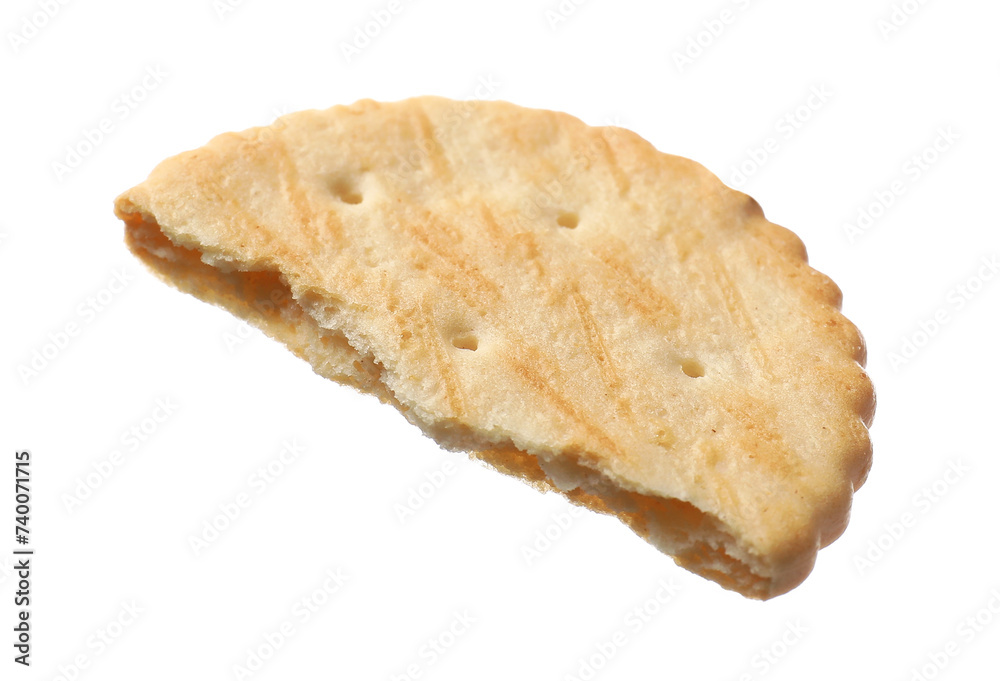 Piece of tasty cracker isolated on white Piece of tasty cracker isolated on white