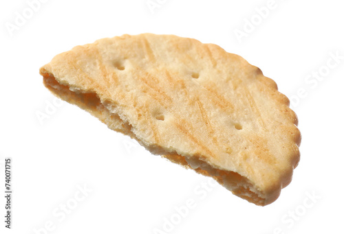 Piece of tasty cracker isolated on white