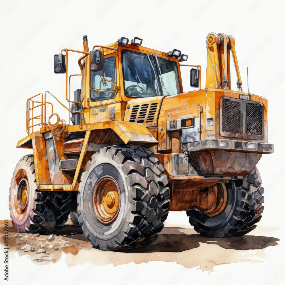 watercolor Construction Vehicle clipart, Generative Ai watercolor Construction Vehicle clipart, Generative Ai
