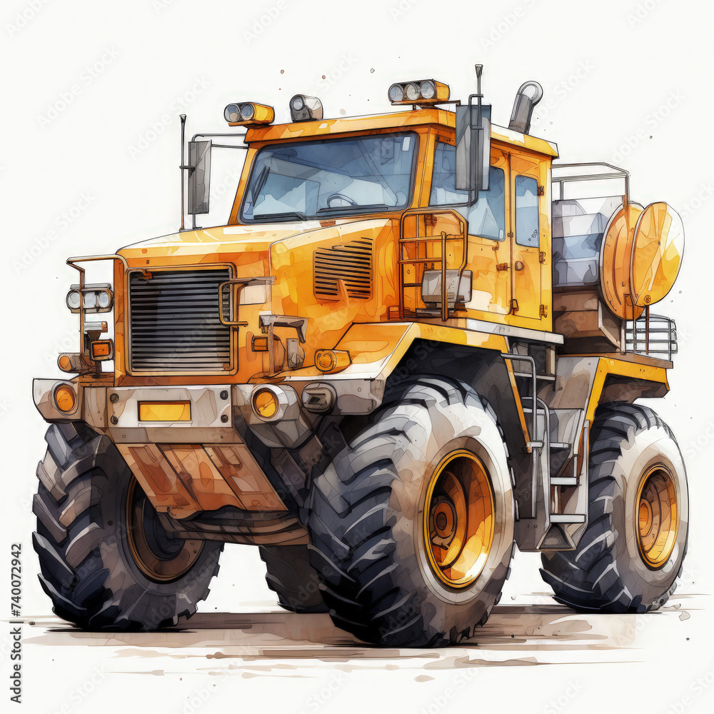 watercolor Construction Vehicle clipart, Generative Ai watercolor Construction Vehicle clipart, Generative Ai