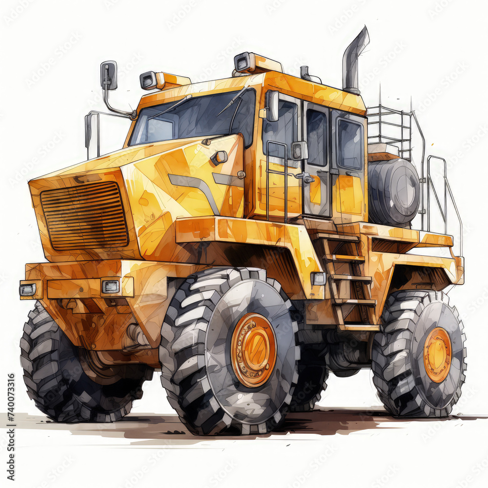 watercolor Construction Vehicle clipart, Generative Ai watercolor Construction Vehicle clipart, Generative Ai