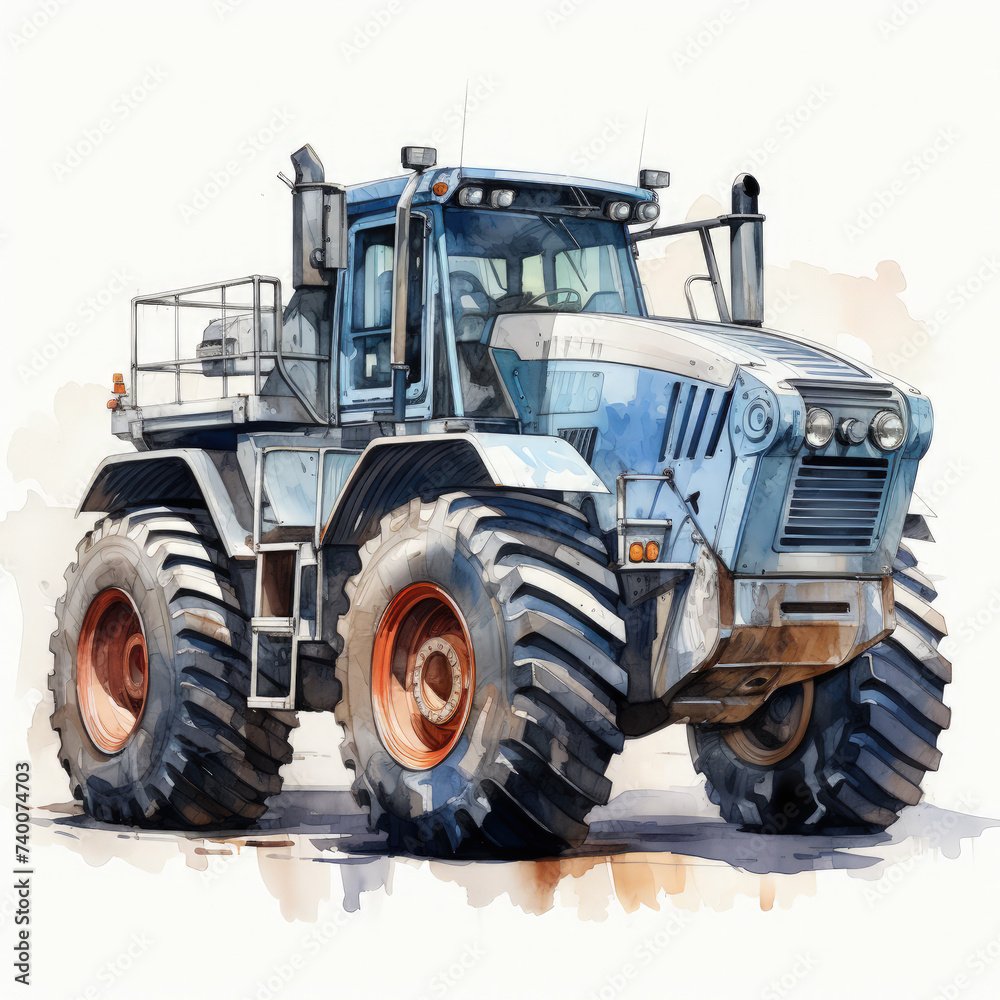 watercolor Construction Vehicle clipart, Generative Ai