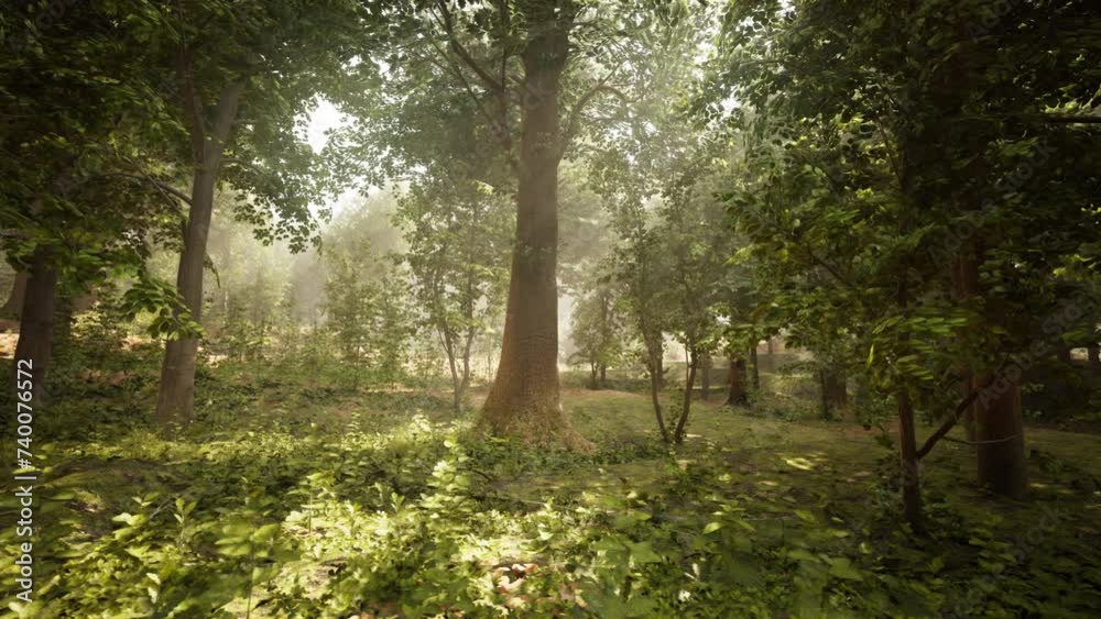 A Tranquil Haven of Verdant Canopy at Dusk A Tranquil Haven of Verdant Canopy at Dusk