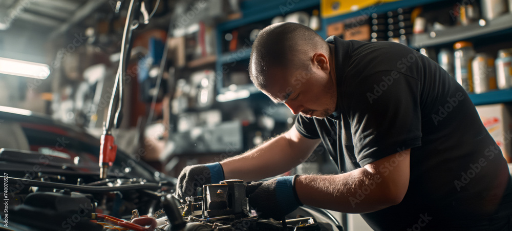 custom made wallpaper toronto digitalInclusion and diversity in society, social adaptation and support for people with increased needs, portrait of a mechanic repairing a car