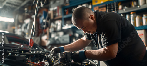Wallpaper Mural Inclusion and diversity in society, social adaptation and support for people with increased needs, portrait of a mechanic repairing a car Torontodigital.ca