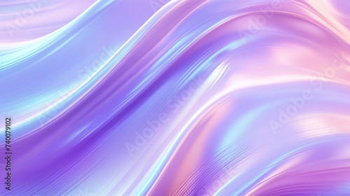 Close-up of ethereal pastel neon pink  purple  lavender  mint holographic metallic foil background. Abstract modern curved blurred surreal futuristic disco  rave  techno  festive dreamlike backdrop