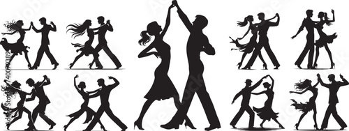 dancing couple, couple dancing, black and white silhouettes
