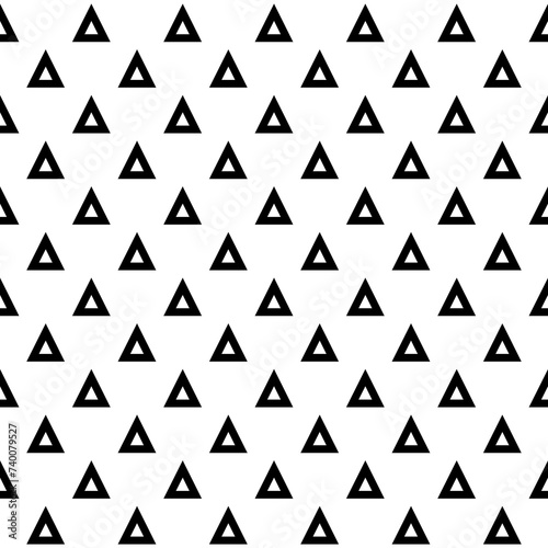 Simple geometric shape seamless pattern on white background vector. Black triangle repeating pattern design. Wall and floor ceramic tiles pattern.
