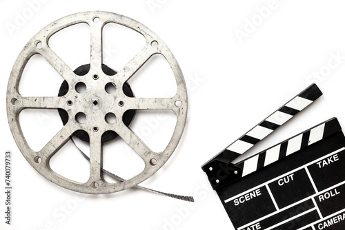 Film reels and clapperboard - cinema and filmmaker concept photo