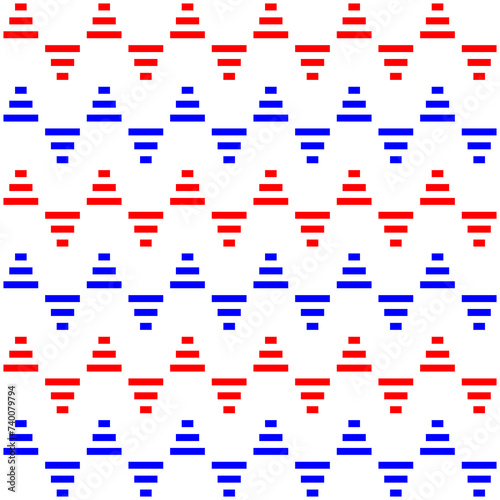 Red and blue geometric stripes seamless pattern background vector. Colorful tribal ethnic fabric pattern design. Wall and floor ceramic tiles pattern.