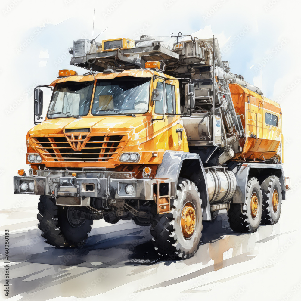 watercolor Construction Vehicle clipart, Generative Ai