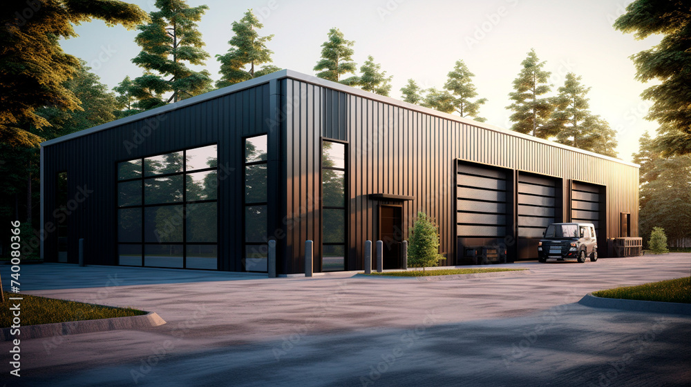 Obraz premium large industrial warehouse with large doors