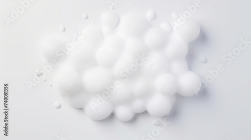 Foam bubble from soap or shampoo washing isolated on white background on top view photo object design