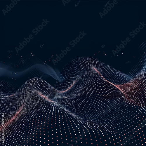 Abstract digital wave pattern with connecting dots and lines on dark background. © GreenMOM