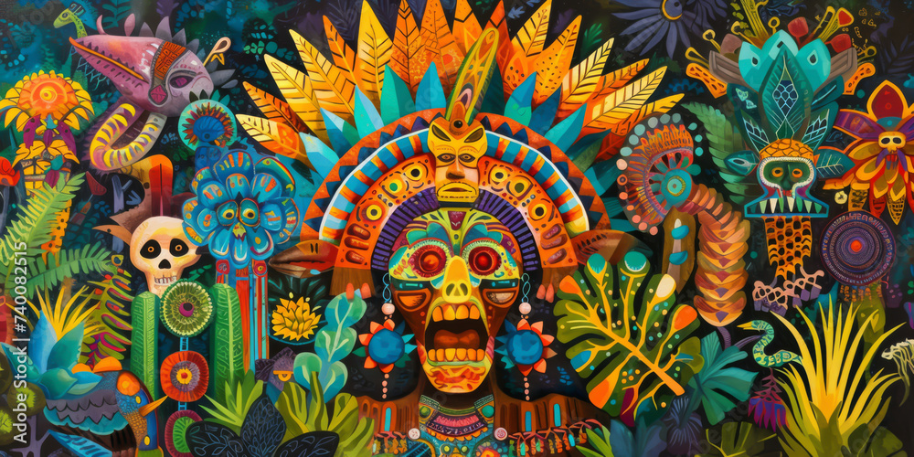 mexican culture wallpaper with typical mask of dia de muertos