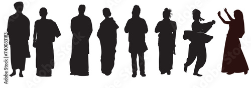 silhouette of a people of different indian states photo