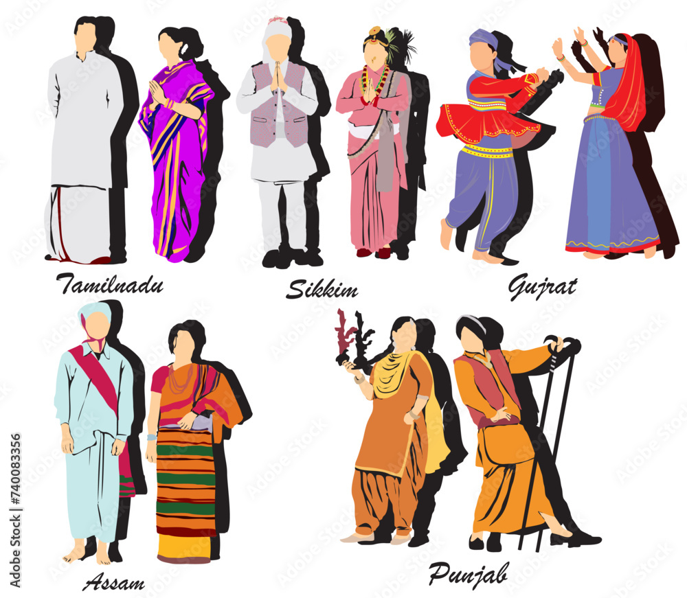 group of Indian people traditional dress