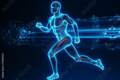 3D digital illustration of human anatomy during a run cycle.