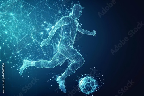 Dynamic digital representation of a soccer player in action.