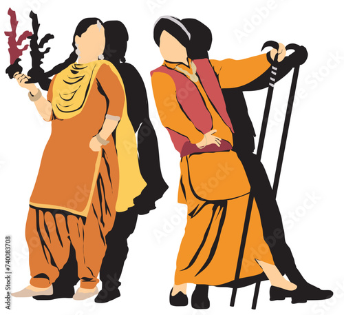 punjabi  people in traditional dress punjab state