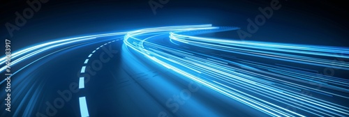 Blue light ray speed motion background, futuristic energy vector design for wallpaper and banner photo