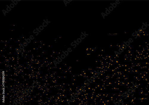 Abstract black background with small orange dots scattered throughout the image. Can be used to design media, stage backdrops and website banners.