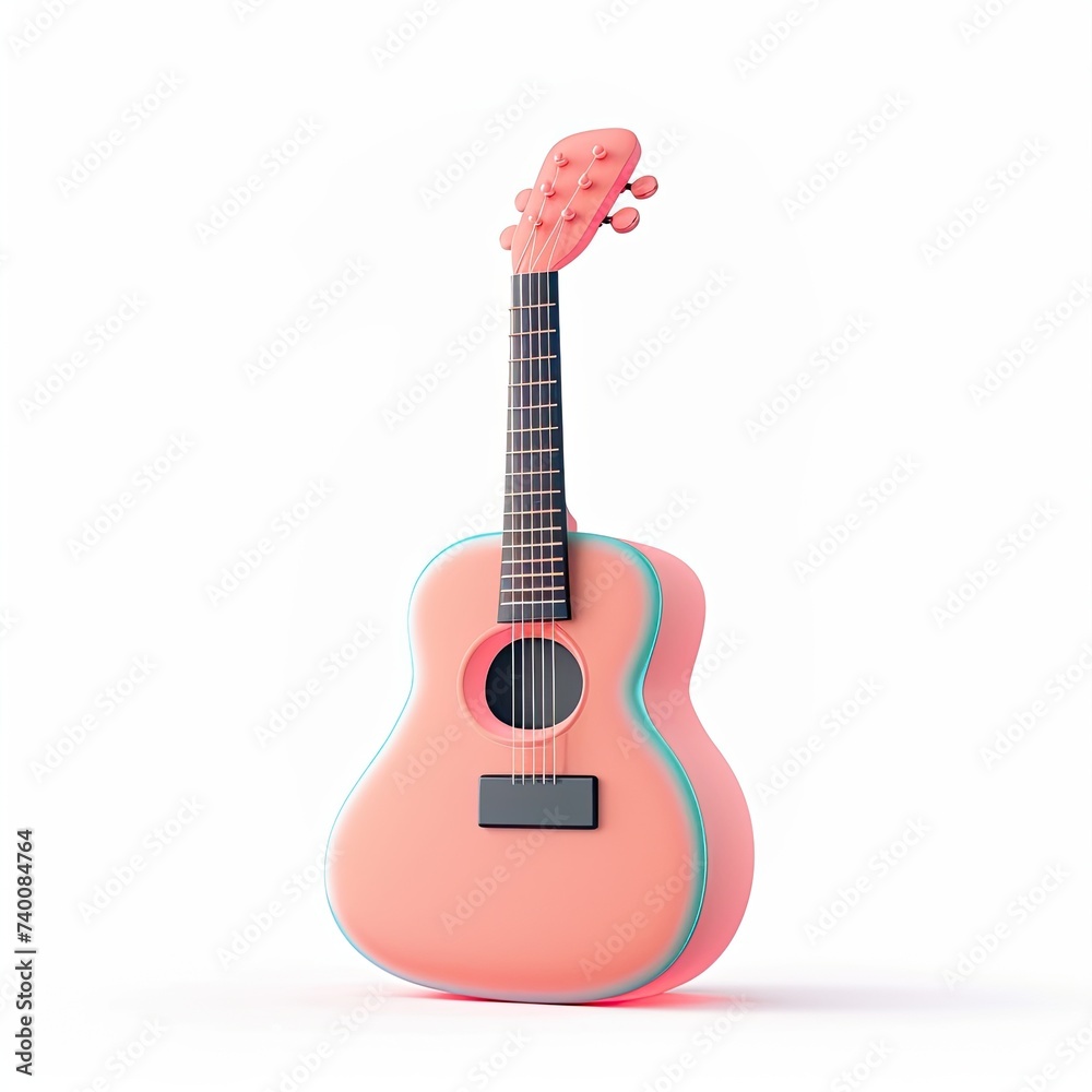 Obraz premium 3d Guitar icon minimalist color isolated on white