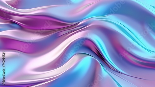 Holographic iridescent surface wrinkled vaporwave wavy abstract  blurred background. Texture with multiple colors of webpunk in 80 s style. Retro creative concept.