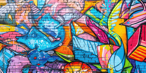 Vibrant Urban Graffiti Artwork. A detailed close-up of colorful graffiti art, showcasing urban street culture and creativity.