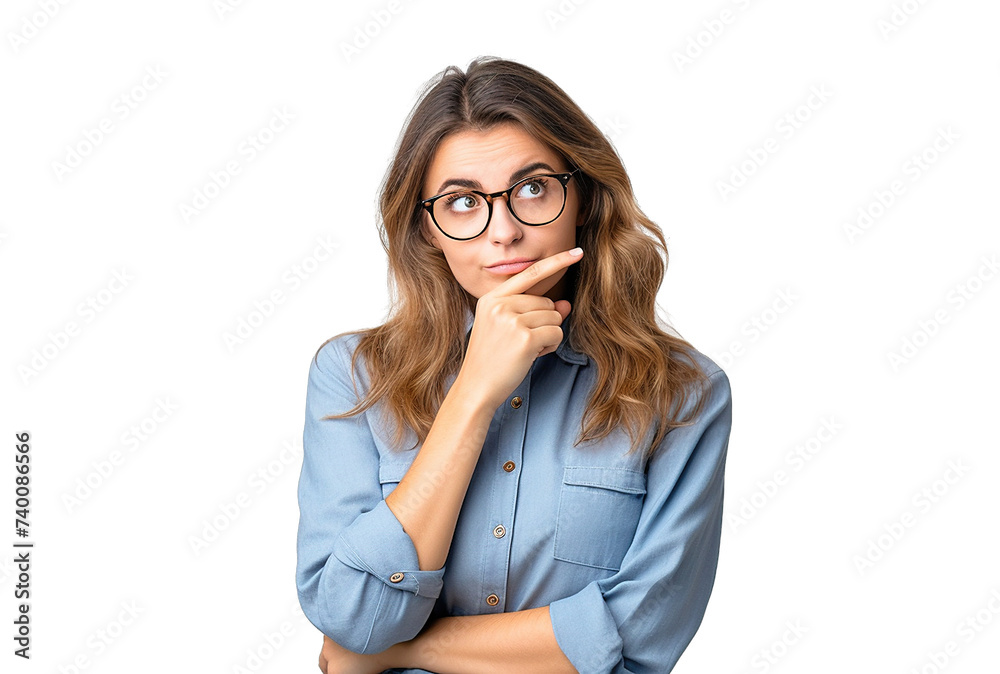Young Woman Expressing Doubts with Confused Face on Isolated Background png