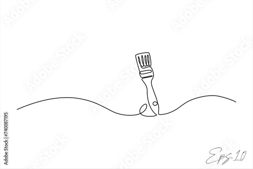 continuous line vector illustration of a paint brush