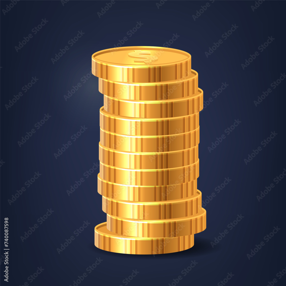 Gleaming Stack Of Golden Coins Symbolizes Prosperity, Wealth, And Financial Success, Represents A Solid Investment