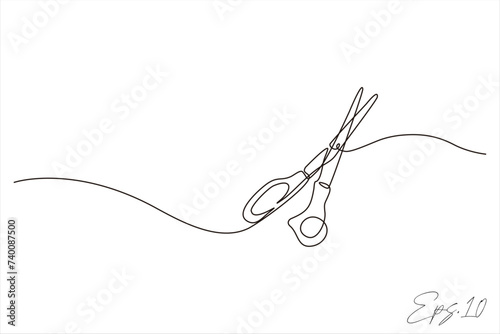 continuous line vector illustration of scissors