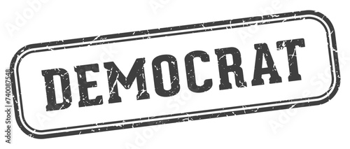 democrat stamp. democrat rectangular stamp on white background