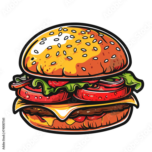 Hamburger. Vector illustration of a fast food hamburger.