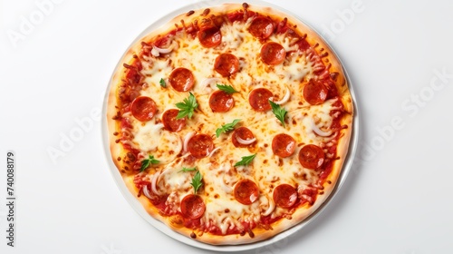 Pizza with cheese on a white background. Top view.Very high quality photo. High quality photo