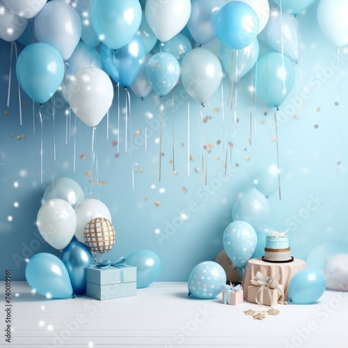 Light Blue Boho Birthday Party Background
