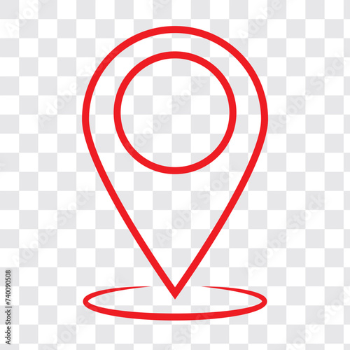 Red pointer vector isolated location isolated element on transparent background. Location marker button. Map pointer sign. Red location pin, map pointer icon.