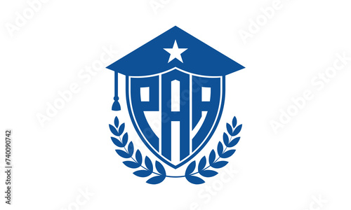 PAA three letter iconic academic logo design vector template. monogram, abstract, school, college, university, graduation cap symbol logo, shield, model, institute, educational, coaching canter, tech