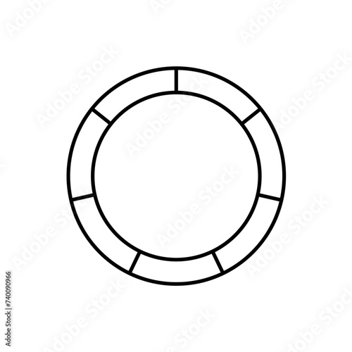 Wheel round diagram part. Segment slice sign. Circle section graph line.