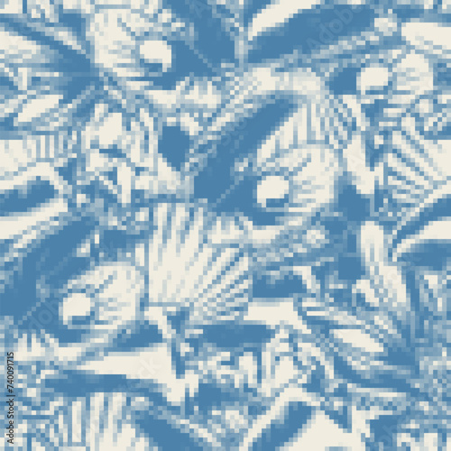 Ocean shells monochrome pattern seamless