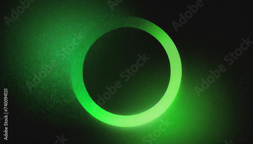 Glowing green light ring black background grainy gradient noise texture poster banner backdrop abstract design © Genevieve