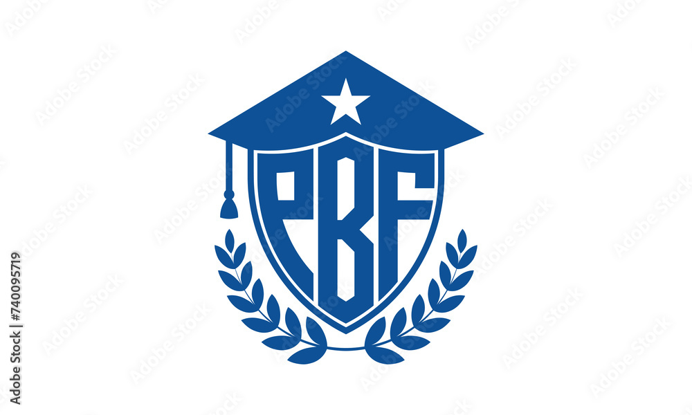 PBF three letter iconic academic logo design vector template. monogram, abstract, school, college, university, graduation cap symbol logo, shield, model, institute, educational, coaching canter, tech PBF three letter iconic academic logo design vector template. monogram, abstract, school, college, university, graduation cap symbol logo, shield, model, institute, educational, coaching canter, tech