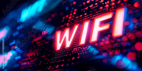 "WIFI" written in luminous letters on abstract background, INTERNET COMPUTER concept